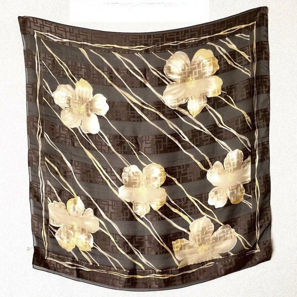 Balenciaga silk floral large scarf 34" EuC - Picture 1 of 8